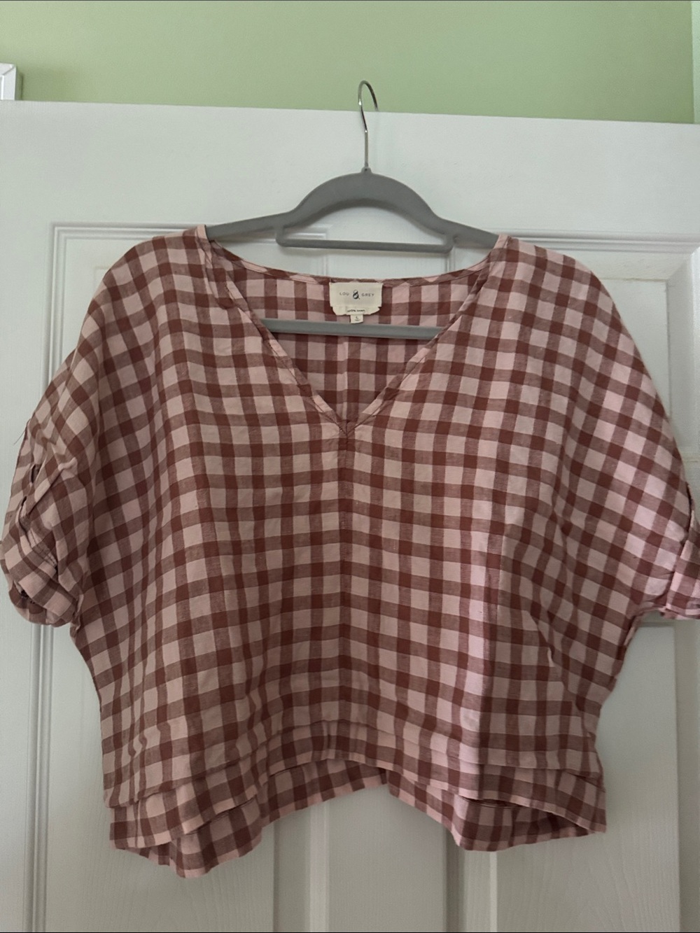 Lou & Grey Dusty Pink Gingham Linen Shirt - Picture 2 of 3